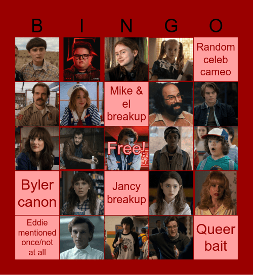 Stranger Things s5 bingo Card