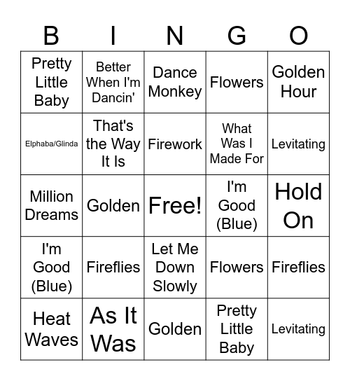 Tik Tok/Viral Song BINGO Card
