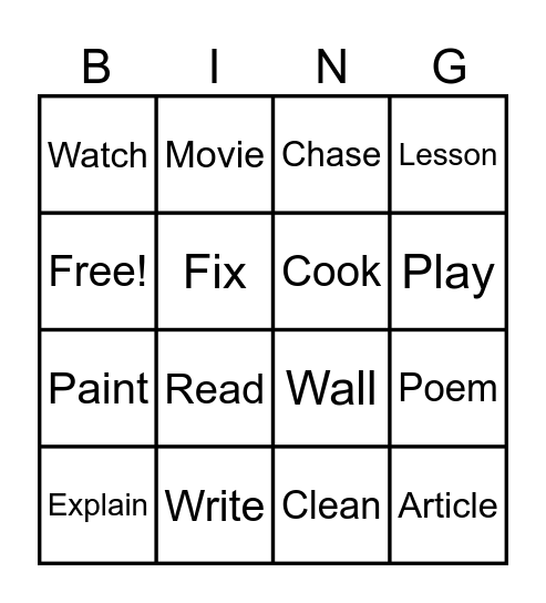 Active voice Bingo Card