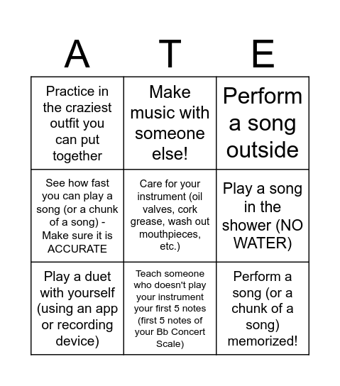 Thanksgiving Break Bingo Card