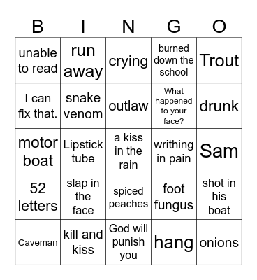 Holes Bingo Card