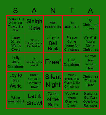 🎄 Christmas Music Bingo 🎅🏼 Bingo Card