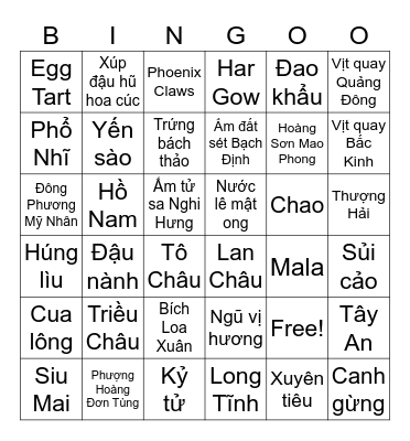CHINESE CULINARY CULTURE Bingo Card