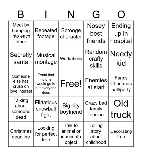 Hallmark Bingo Card
