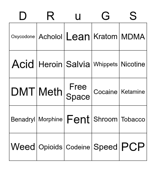 drug bingo Card