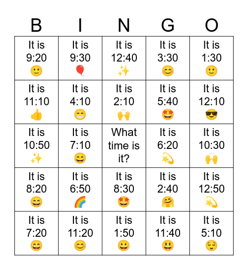 B2 L1 What time is it? Bingo Card