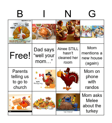 Thao Thanksgiving Bingo Card