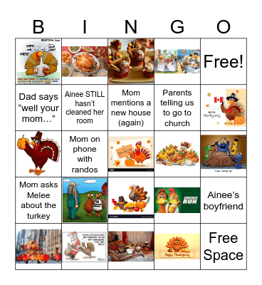 thanksgiving Bingo Card