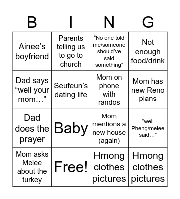 Thao Thanksgiving Bingo Card