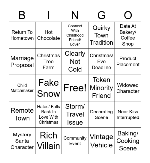 Christmas Movie Bingo Card