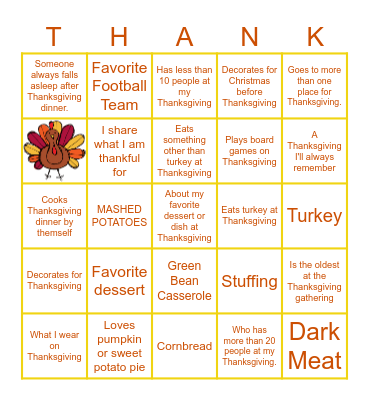 Thanksgiving Bingo Card