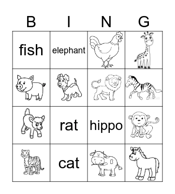 Family & Animals Bingo Card