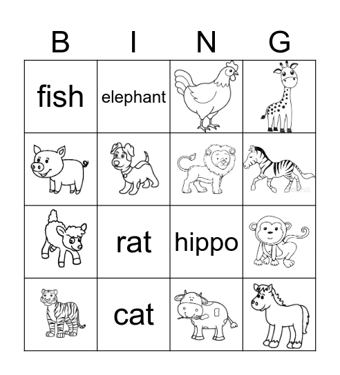 Family & Animals Bingo Card
