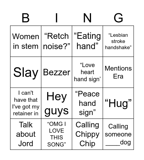 Kiya Bingo Card