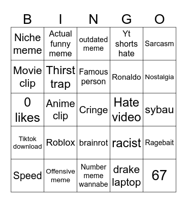 Instagram bingo Card