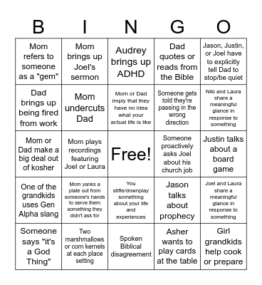 THANKSGIVING 2025 Bingo Card