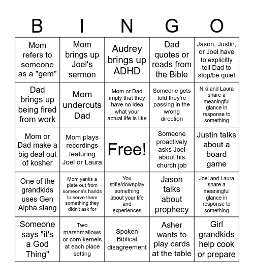 THANKSGIVING 2025 Bingo Card