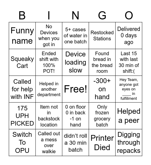 Fulfillment Bingo Card