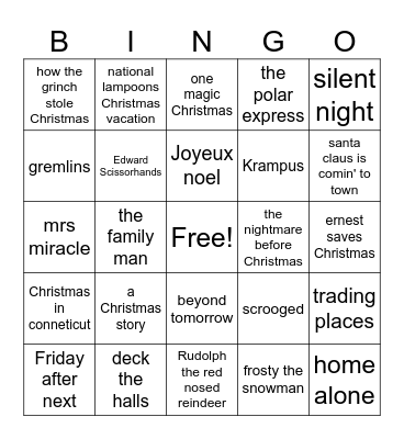 Holiday Bingo Card