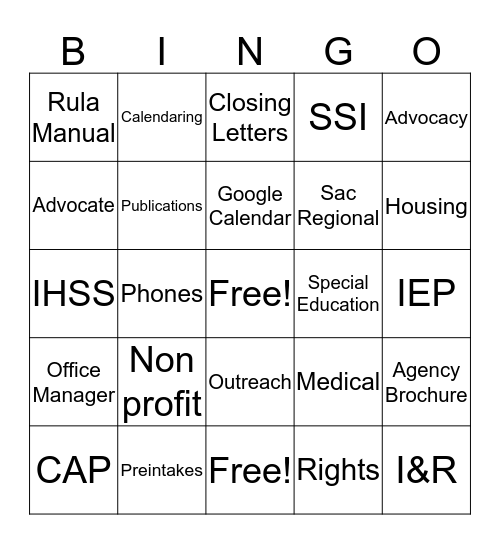 End of Year Bingo Card