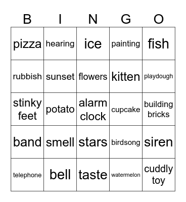 5 senses Bingo Card