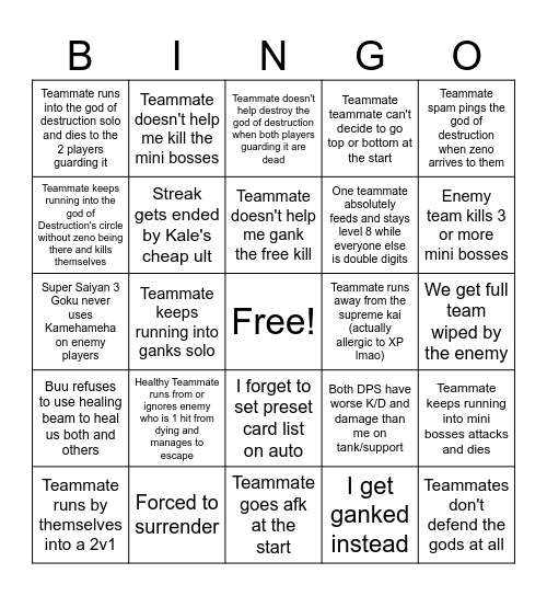 Dragon ball gekishin squadra shitter bingo! Bingo Card