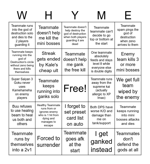 Dragon ball gekishin squadra shitter bingo! Bingo Card