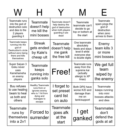 Dragon ball gekishin squadra shitter bingo! Bingo Card