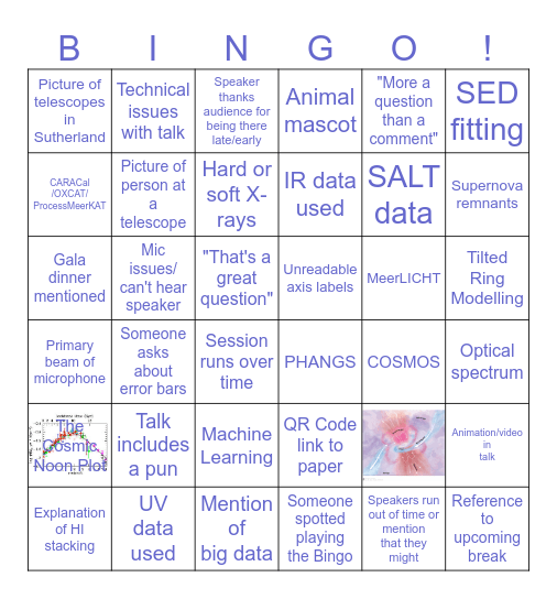 SARAO 2025 Postgraduate & Postdoctoral Bingo Card