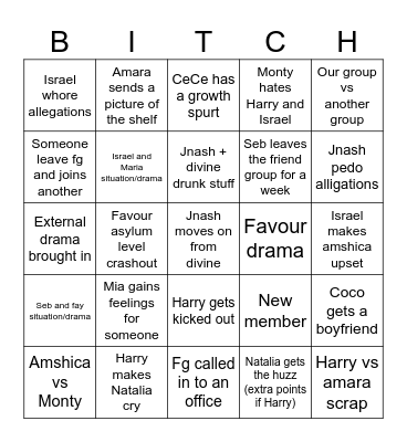 Friendship group bingo 2026 Bingo Card