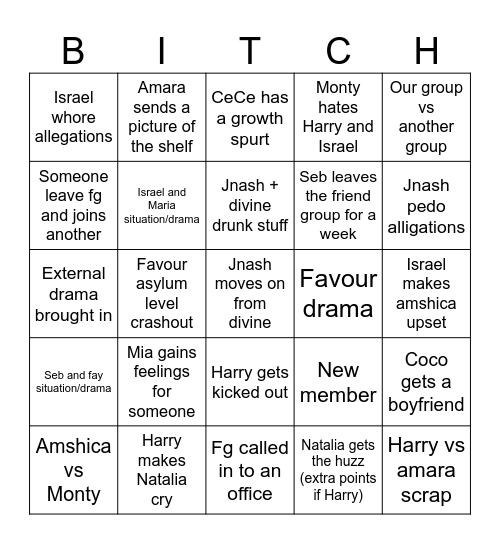 Friendship group bingo 2026 Bingo Card