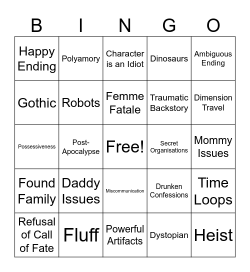 Trope Bingo Card