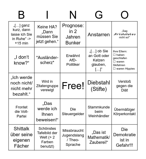Das Aldudak‘sche Bingo Card