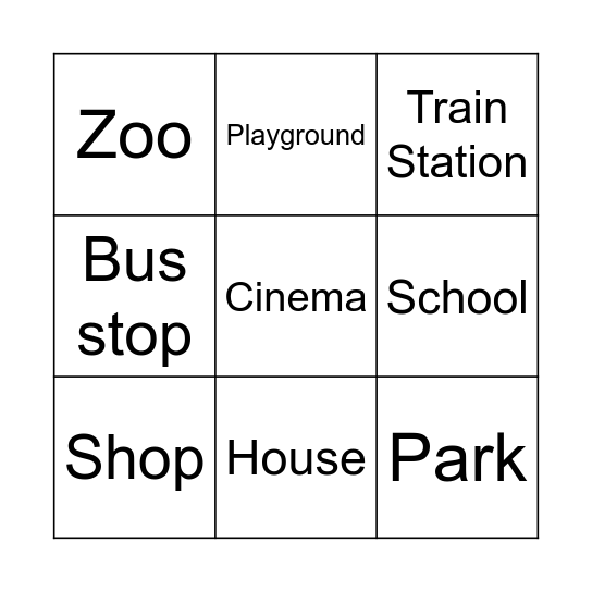 MY TOWN Bingo Card
