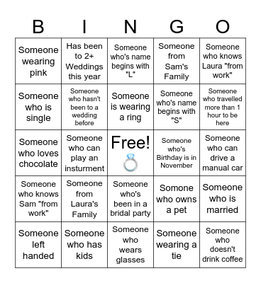 Wedding Bingo Card