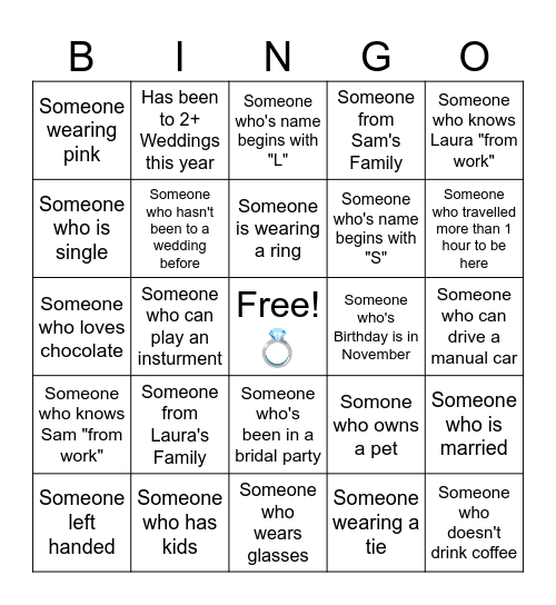 Wedding Bingo Card