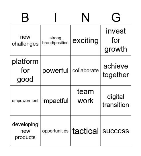 BMO BUSINESS MEETING BINGO Card