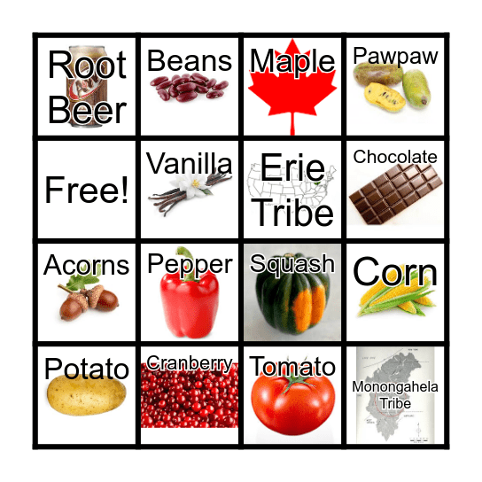 Native American's Plants Bingo Card