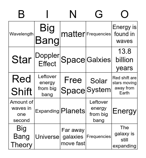 Big Bang Theory Bingo Card