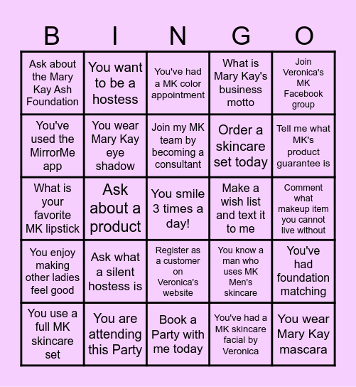 MARY KAY BINGO Card