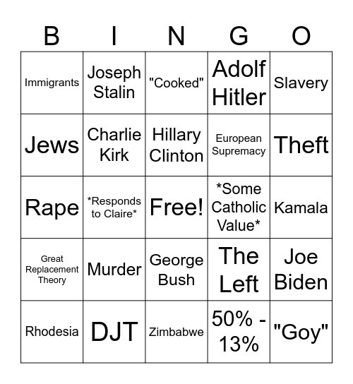 Nick Bingo Card