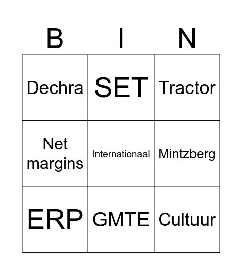 Intergratie Bingo Card