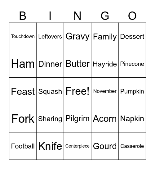 Thanksgiving Bingo 2025 Bingo Card
