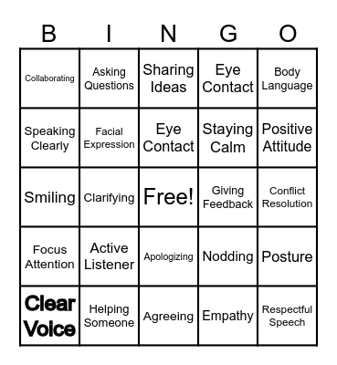 Communication Bingo Card