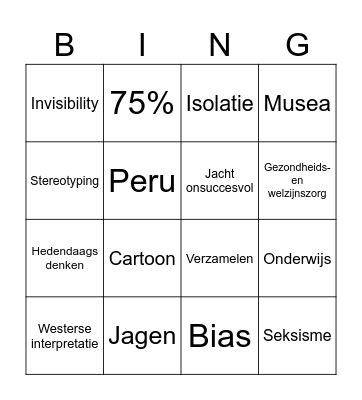 Vrouwen in de prehistorie Bingo Card