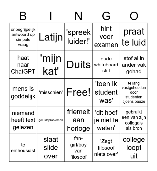 bingo ergo sum 2 Bingo Card