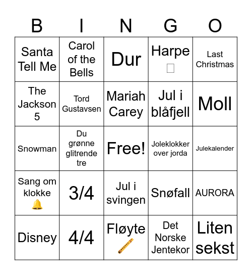 Julebingo Card