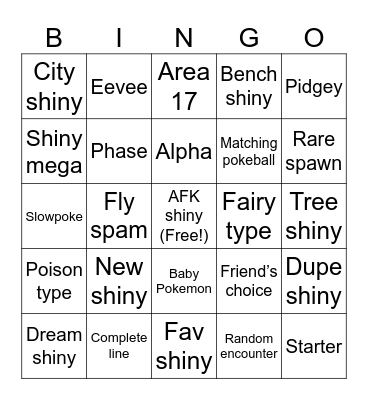 ZA Shiny Bingo Card