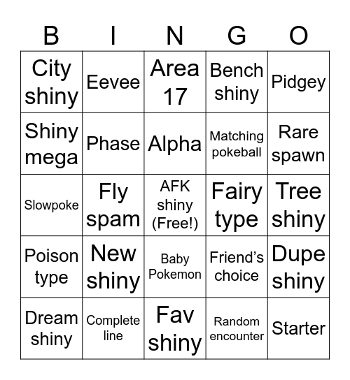 ZA Shiny Bingo Card