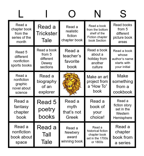 Fifth Grade Book Bingo Card